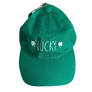 RAE DUNN Green + White "Lucky" St. Patrick's Day Adjustable Strapback Hat NWT